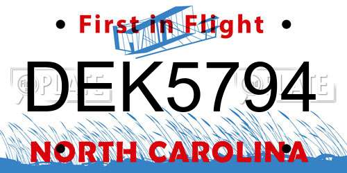 DEK5794 North Carolina License Plate