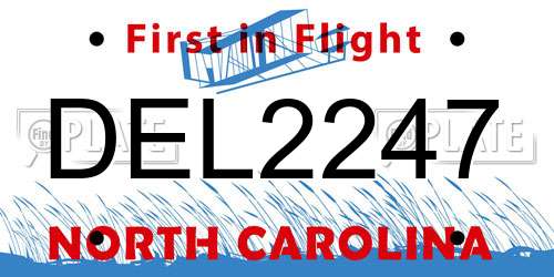 DEL2247 North Carolina License Plate
