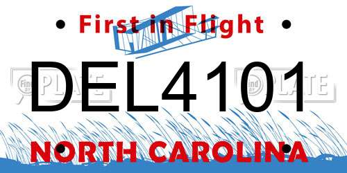 DEL4101 North Carolina License Plate