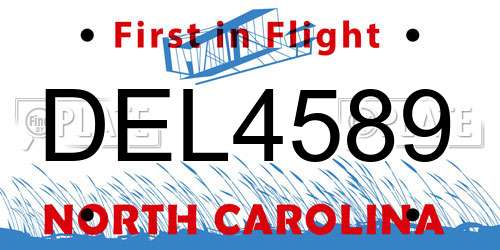 DEL4589 North Carolina License Plate
