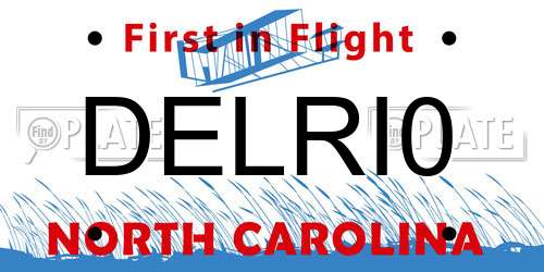 DELRI0 North Carolina License Plate