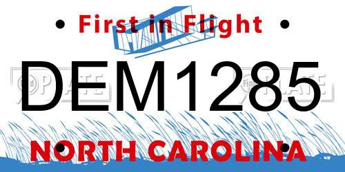 DEM1285 North Carolina License Plate