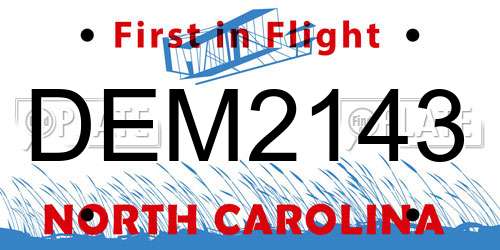 DEM2143 North Carolina License Plate