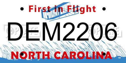 DEM2206 North Carolina License Plate