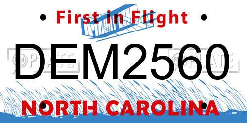 DEM2560 North Carolina License Plate