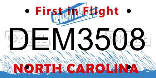 DEM3508 North Carolina License Plate