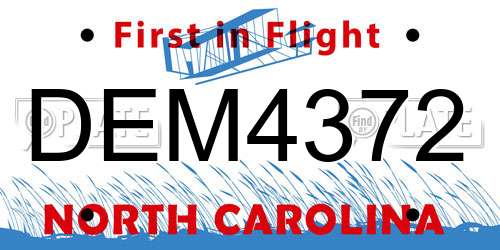 DEM4372 North Carolina License Plate