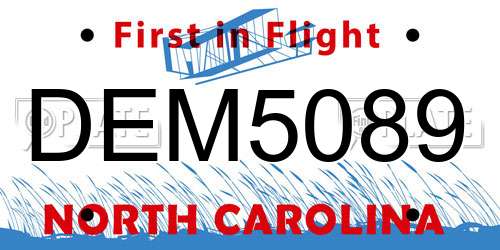 DEM5089 North Carolina License Plate