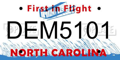 DEM5101 North Carolina License Plate