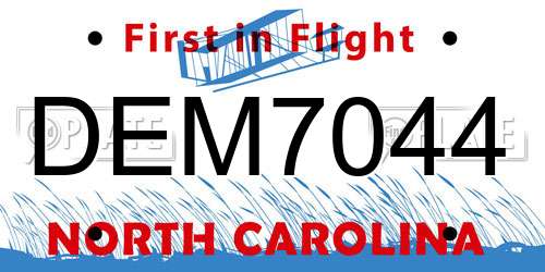 DEM7044 North Carolina License Plate