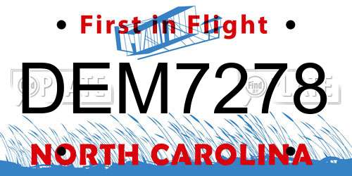 DEM7278 North Carolina License Plate
