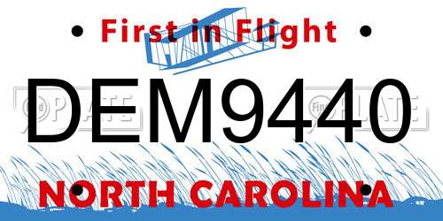 DEM9440 North Carolina License Plate