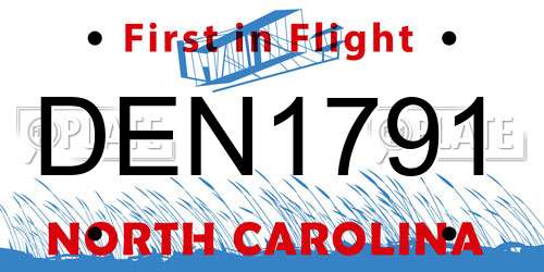 DEN1791 North Carolina License Plate