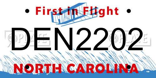 DEN2202 North Carolina License Plate