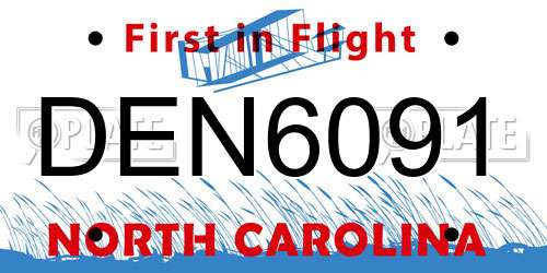 DEN6091 North Carolina License Plate
