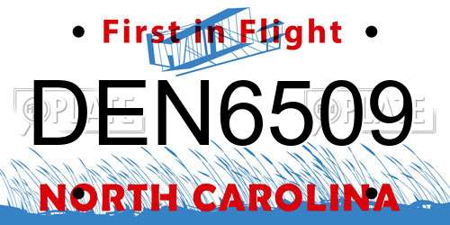 DEN6509 North Carolina License Plate