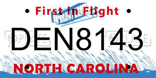 DEN8143 North Carolina License Plate
