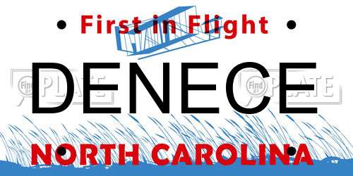 DENECE North Carolina License Plate