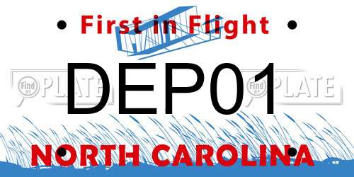 DEP01 North Carolina License Plate
