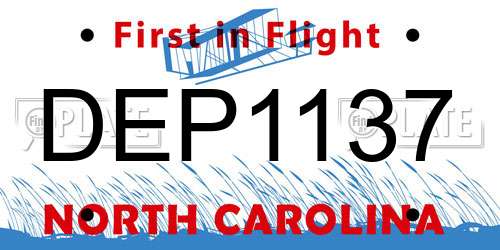 DEP1137 North Carolina License Plate