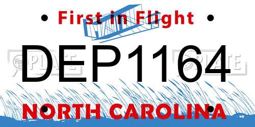 DEP1164 North Carolina License Plate