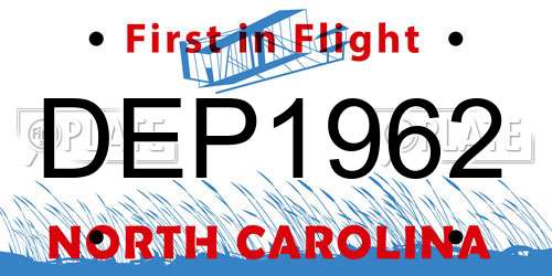 DEP1962 North Carolina License Plate