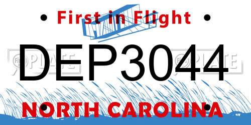 DEP3044 North Carolina License Plate