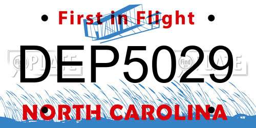 DEP5029 North Carolina License Plate