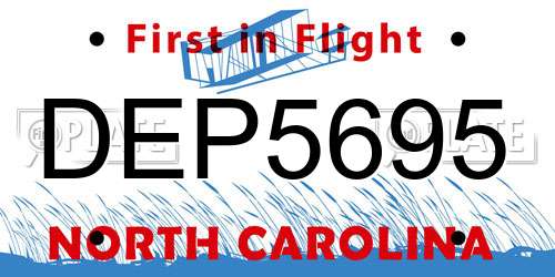 DEP5695 North Carolina License Plate