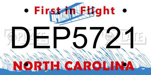 DEP5721 North Carolina License Plate