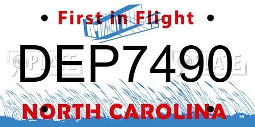 DEP7490 North Carolina License Plate