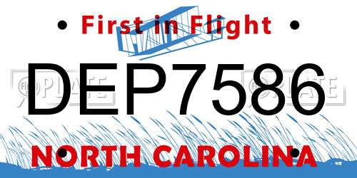 DEP7586 North Carolina License Plate