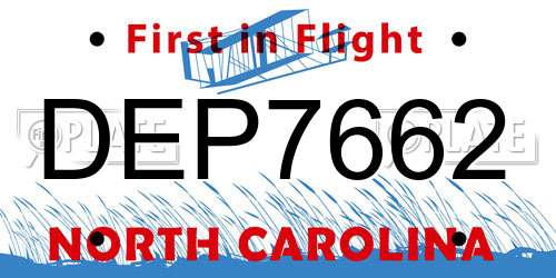 DEP7662 North Carolina License Plate