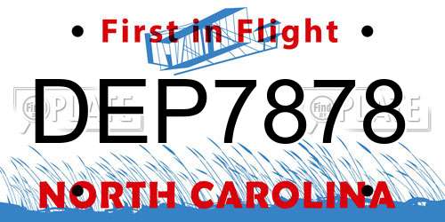 DEP7878 North Carolina License Plate