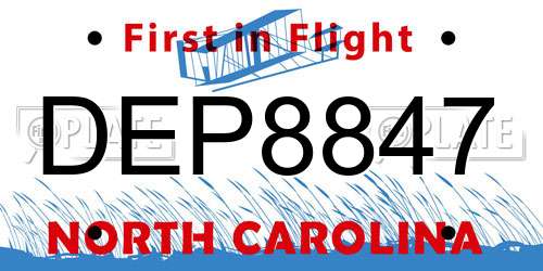 DEP8847 North Carolina License Plate