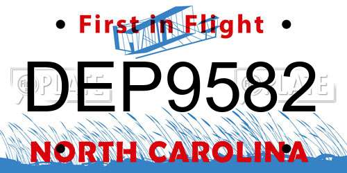 DEP9582 North Carolina License Plate