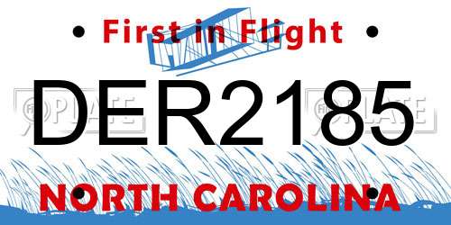 DER2185 North Carolina License Plate