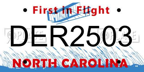 DER2503 North Carolina License Plate