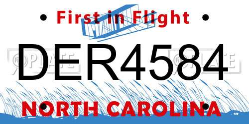 DER4584 North Carolina License Plate