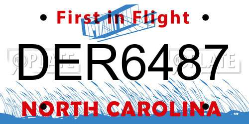 DER6487 North Carolina License Plate