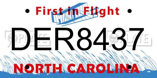 DER8437 North Carolina License Plate