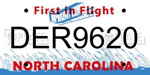 DER9620 North Carolina License Plate