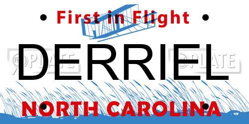 DERRIEL North Carolina License Plate