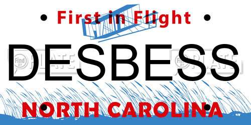 DESBESS North Carolina License Plate