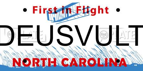 DEUSVULT North Carolina License Plate