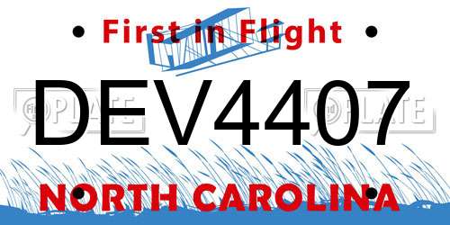 DEV4407 North Carolina License Plate