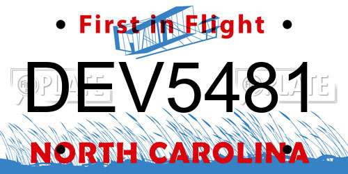 DEV5481 North Carolina License Plate