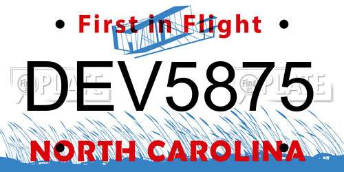 DEV5875 North Carolina License Plate
