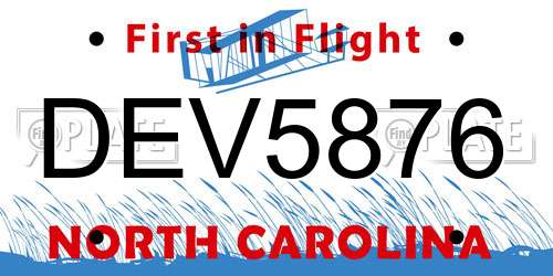 DEV5876 North Carolina License Plate