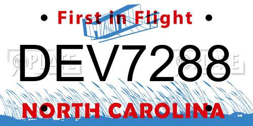 DEV7288 North Carolina License Plate
